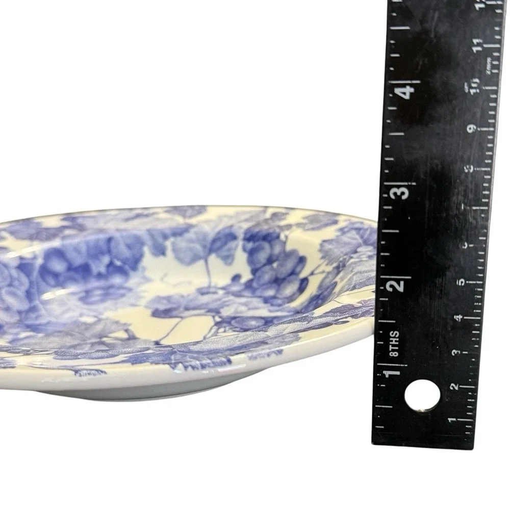 Vintage Set of 4 Furio Grape Leaf Blue Stoneware Salad Plates Made in Italy 8.5